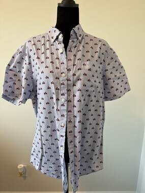 Original Penguin Heritage Slim Fit Scooter Print Short Sleeve Button Down M